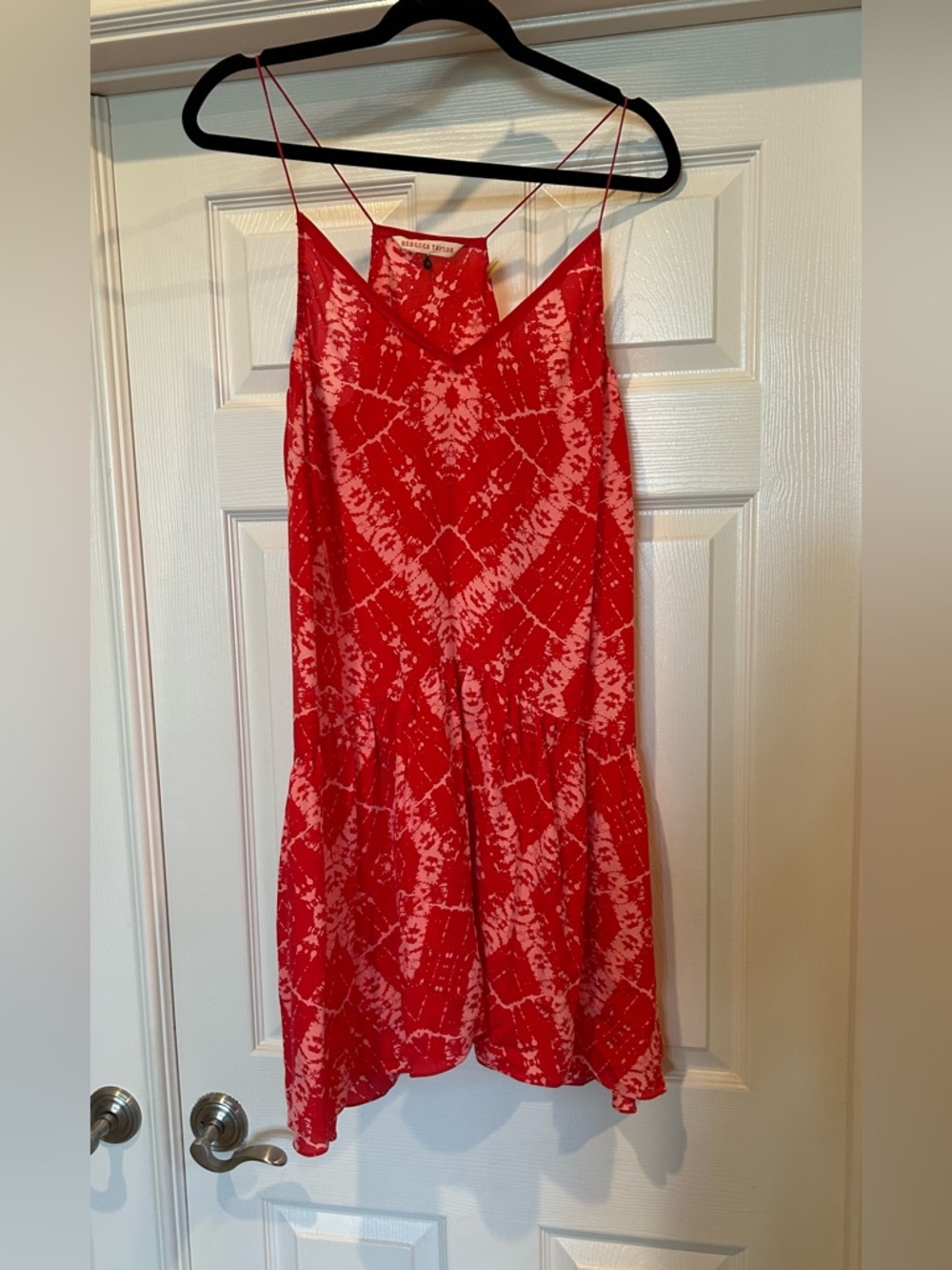 Rebecca Taylor Red Tie-Dye Slip Dress, Sz 8, Like New